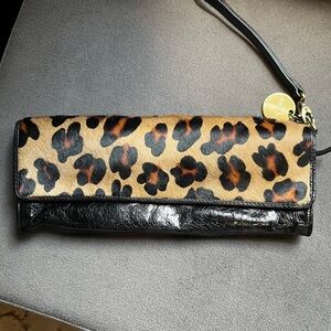 Charles David Brown and Black Leopard Print Clutch